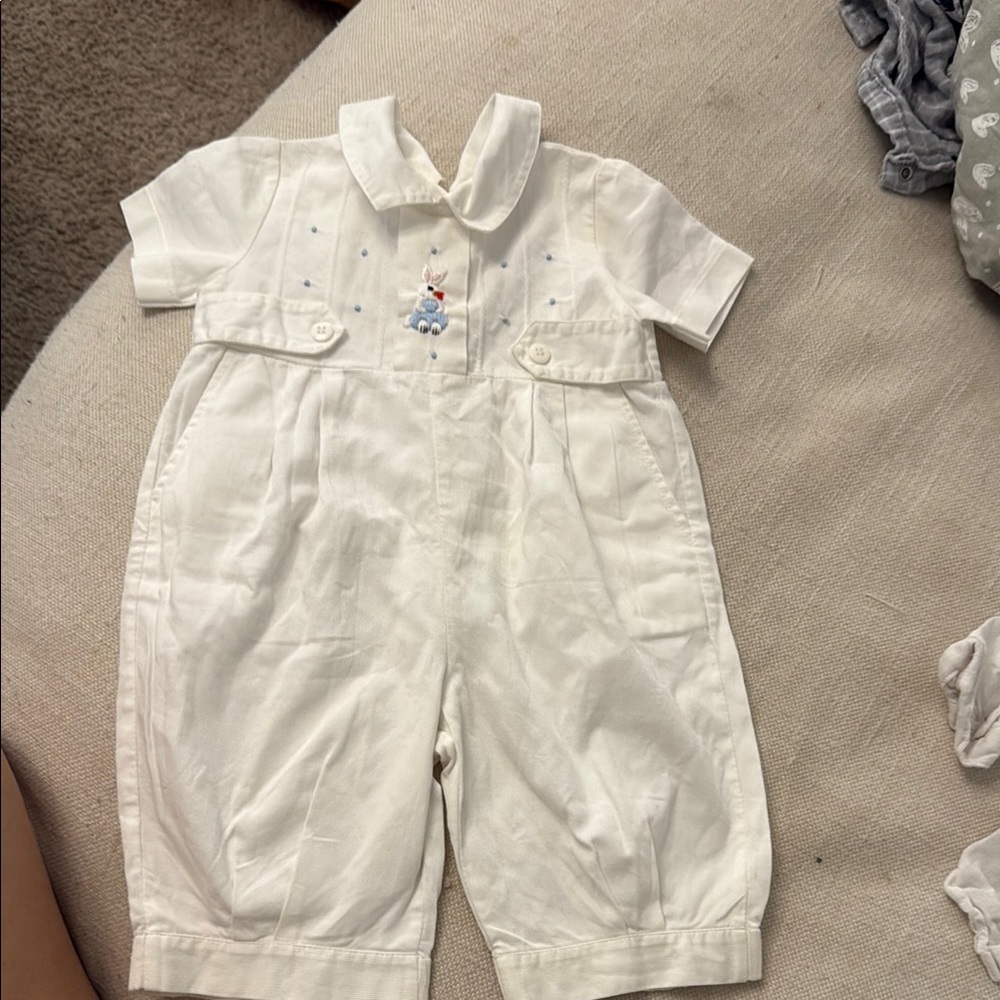 Vintage Easter White Kids Romper 3mo